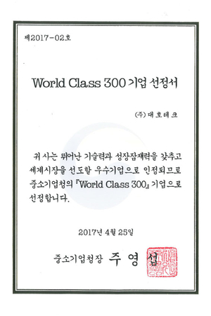 Selected as WC300 company